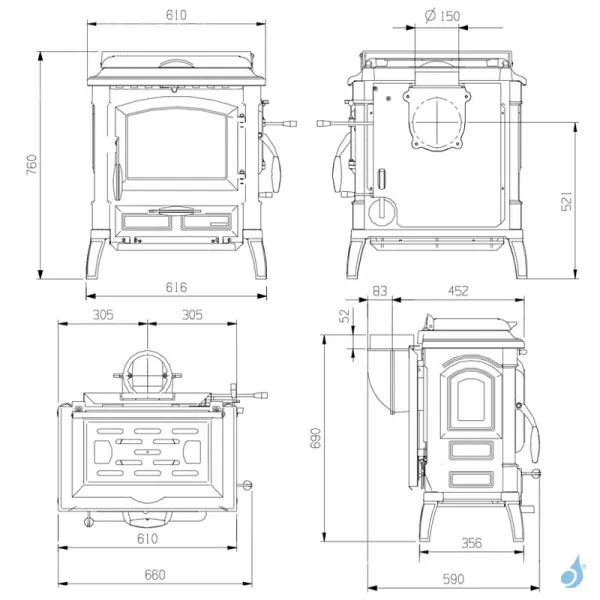 Poêle à Bois La Nordica Isetta Con Cerchi Evo 4.0 Puissance 7.3kW Sortie Fumée Supérieure – Image 2