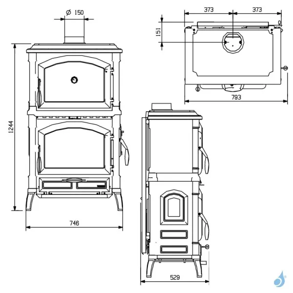 Poêle à Bois La Nordica Isotta Forno Evo Puissance 9.7kW Sortie Fumée Supérieure