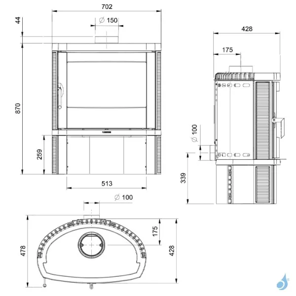 Poêle à Bois La Nordica Jennifer 2.0 EPS Puissance 8kW Sortie Fumée Supérieure – Image 4