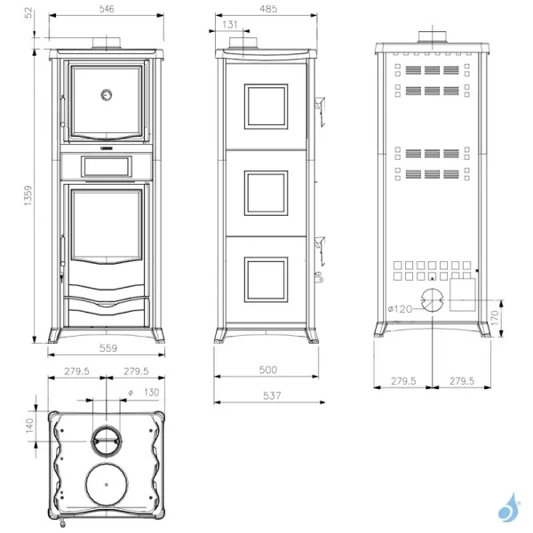Poêle à Bois La Nordica Rossella Plus Forno Evo Puissance 9.1kW Sortie Fumée Supérieure – Image 2