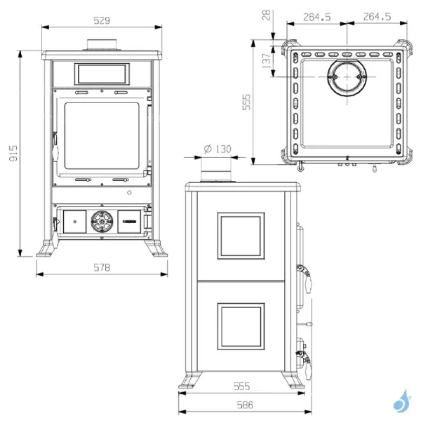 Poêle à Bois La Nordica Rossella R1 BII Puissance 8.8kW Sortie Fumée Supérieure – Image 2