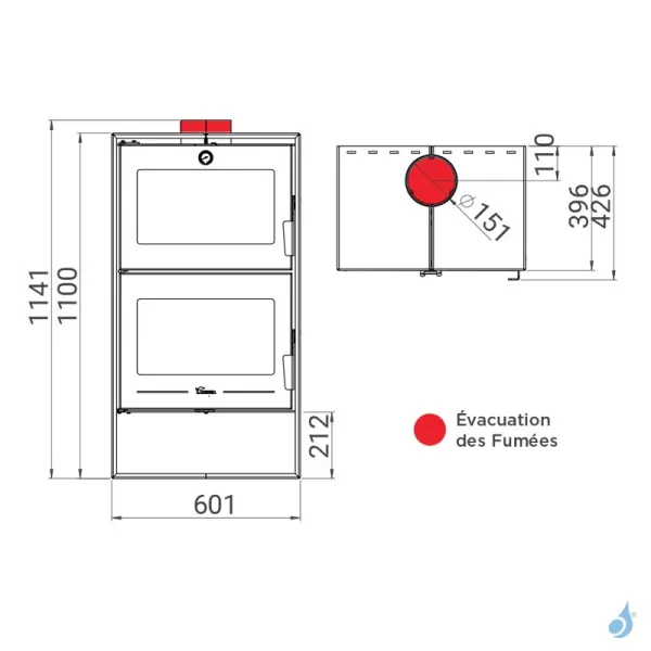 Poêle à Bois Lacunza Altea Puissance 7kW Structure Acier Four De Cuisson Sortie Fumée Supérieure Ø15 Cm – Image 4