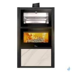 Poêle à Bois Lacunza Bergen Puissance 11.5kW Structure Acier Four De Cuisson Sortie Fumée Supérieure Ø15 Cm