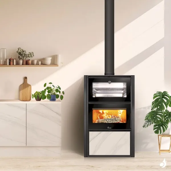 Poêle à Bois Lacunza Bergen Puissance 11.5kW Structure Acier Four De Cuisson Sortie Fumée Supérieure Ø15 Cm – Image 4