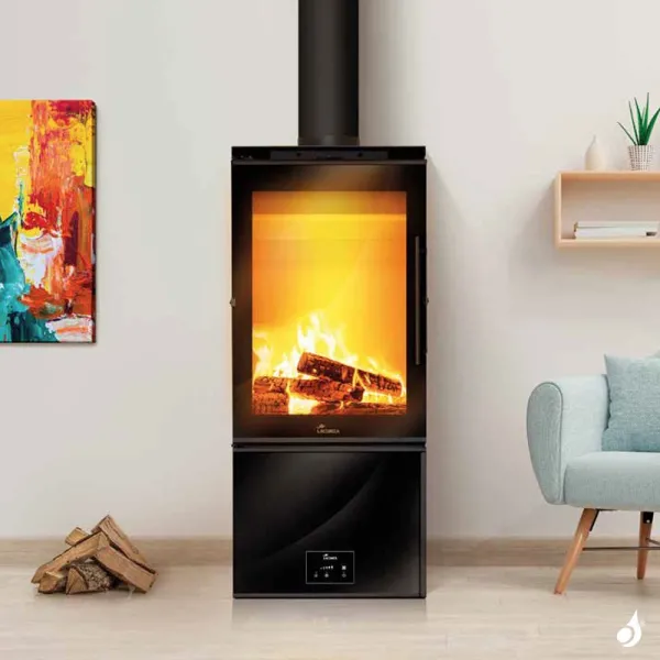 Poêle à Bois Lacunza Calais Puissance 13kW Structure Acier Sortie Fumée Supérieure Ø15 Cm – Image 4