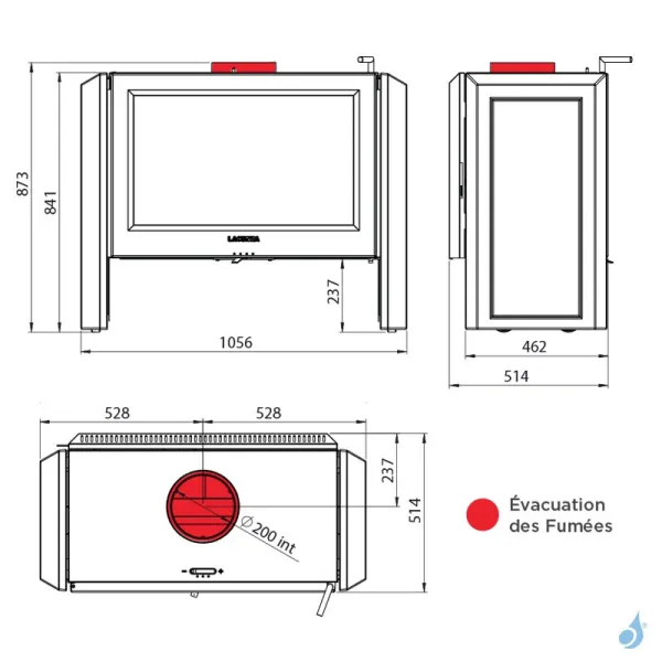 Poêle à Bois Lacunza Leon Puissance 12kW Structure Fonte Sortie Fumée Supérieure Ø20 Cm – Image 4