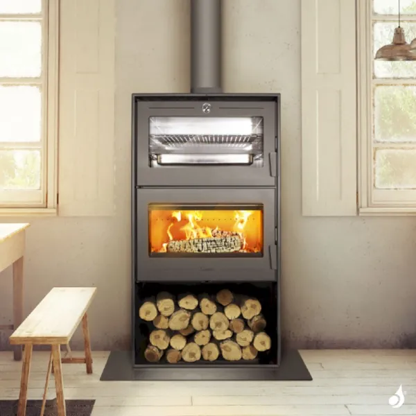 Poêle à Bois Lacunza Oslo Puissance 11.5kW Structure Acier Four De Cuisson Sortie Fumée Supérieure Ø15 Cm – Image 6