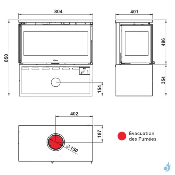 Poêle à Bois Lacunza Paris 800 CLID Puissance 10kW Structure Acier Sortie Fumée Supérieure Ø15 Cm – Image 5