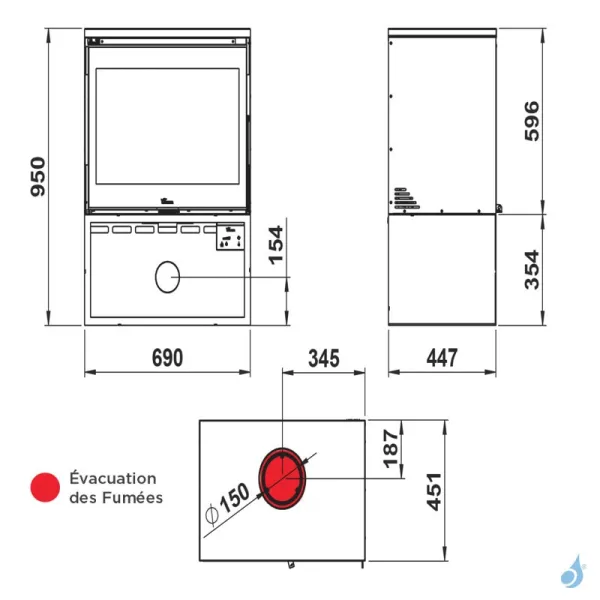 Poêle à Bois Lacunza Roma 700 Puissance 10kW Structure Acier Sortie Fumée Supérieure Ø15 Cm – Image 3