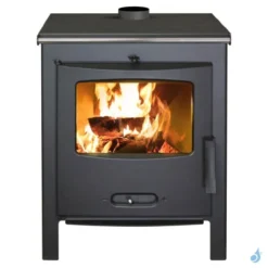 Poêle à Bois Lacunza Sagra CP Puissance 9kW Structure Acier Sortie Fumée Supérieure Ø12 Cm