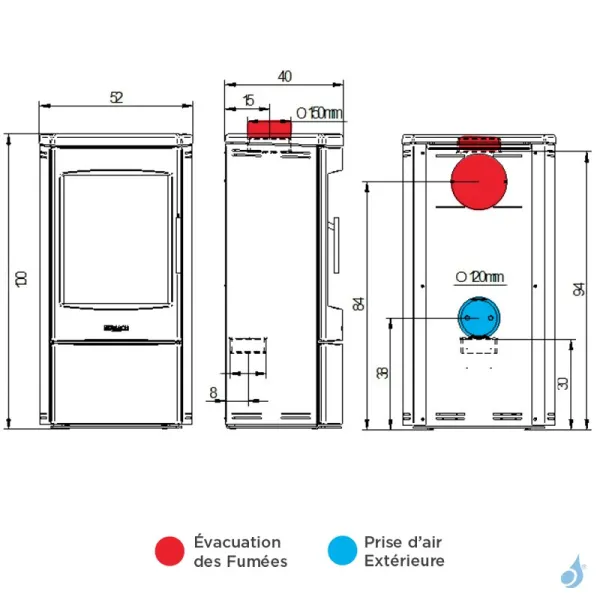 Poêle à Bois MCZ Ahlma Puissance 5.9kW Sortie Fumée Supérieure Ø15 Cm – Image 2
