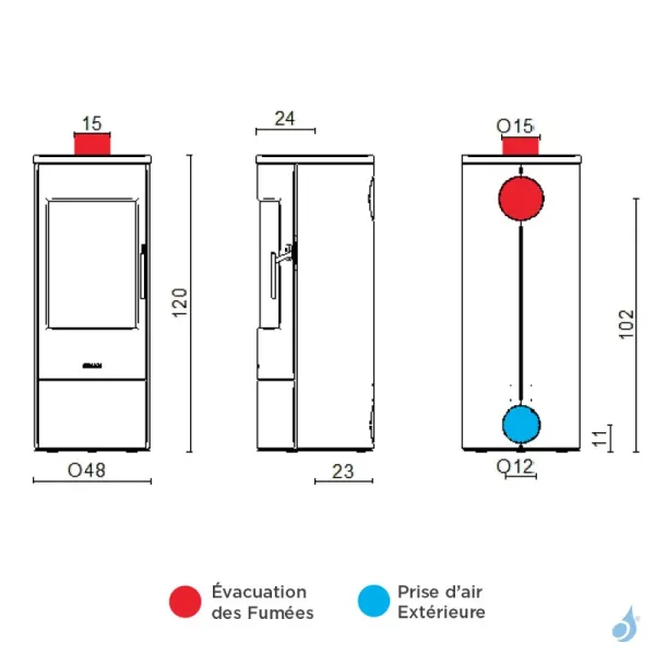 Poêle à Bois MCZ Rayha Steel Puissance 7.8kW Sortie Fumée Supérieure Ø15 Cm – Image 2