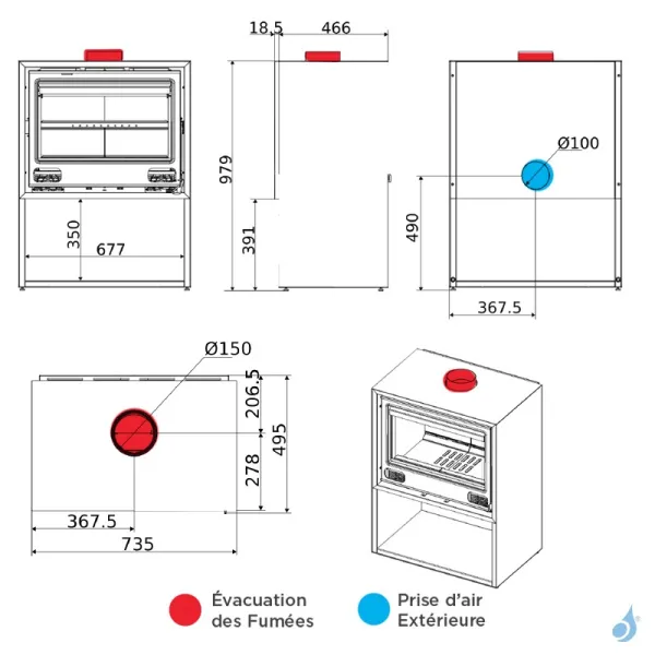 Poêle à Bois MCZ Steel Case 70 Puissance 8.8kW Sortie Fumée Supérieure Ø15 Cm – Image 2