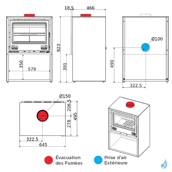 Poêle à Bois MCZ Stone Case 60 Puissance 6.6kW Sortie Fumée Supérieure Ø15 Cm – Image 2