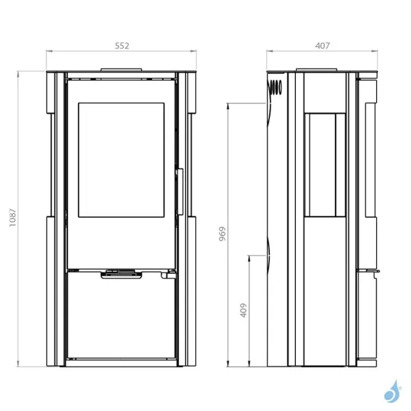 Poêle à Bois Nordrï Edda Puissance 6kW Sortie Fumée Postérieure Ou Supérieure – Image 3