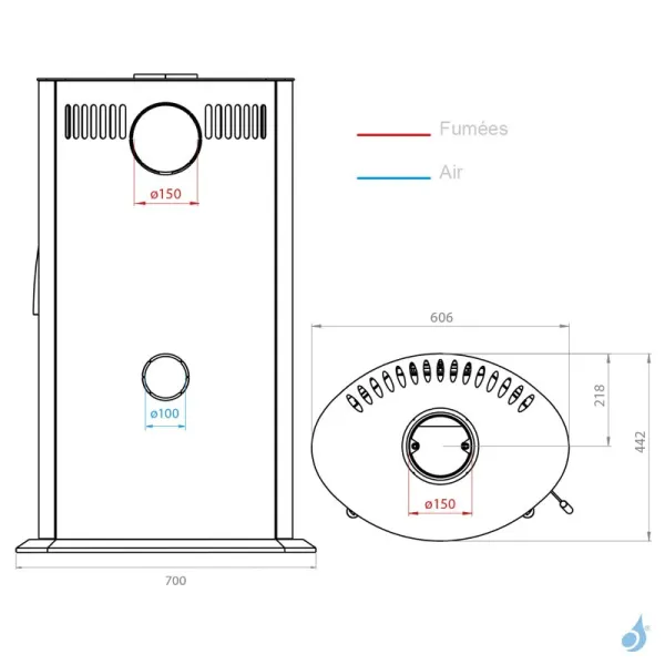 Poêle à Bois Nordrï Utgard Puissance 7kW Sortie Fumée Postérieure Ou Supérieure – Image 4