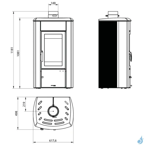 Poêle à Bois Palazzetti Elisa Puissance 9.7kW Sortie Fumée Supérieure – Image 2