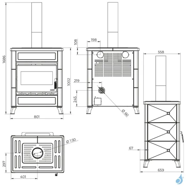 Poêle à Bois Palazzetti Elsa New Puissance 9kW Sortie Fumée Supérieure – Image 2