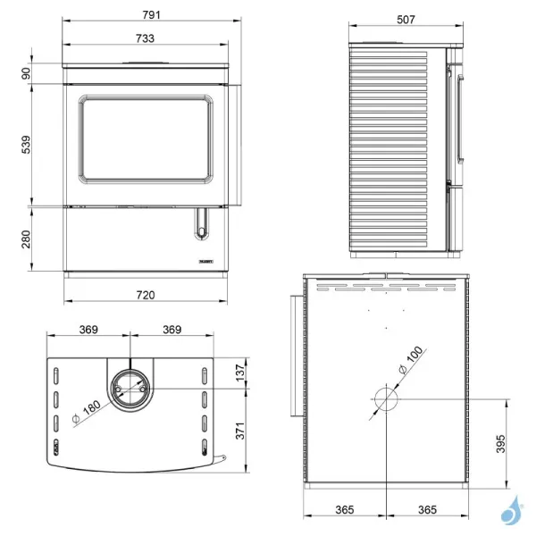 Poêle à Bois Palazzetti Nicole Fonte Puissance 9.1kW Sortie Fumée Supérieure – Image 2