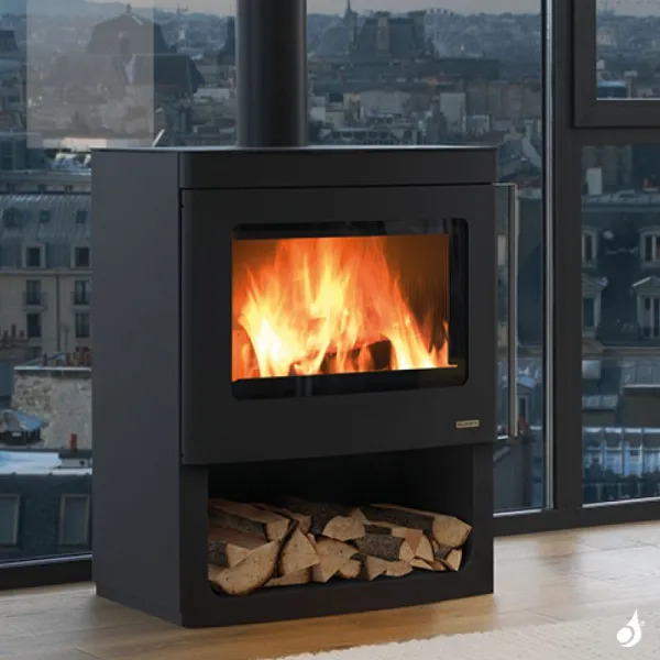 Poêle à Bois Palazzetti Nicole Twister Flue Avec Réserve à Bois Puissance 9.1kW Sortie Fumée Supérieure – Image 3