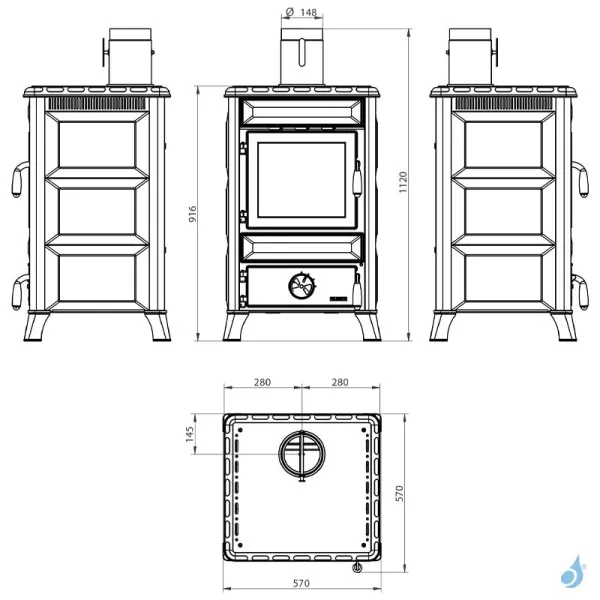 Poêle à Bois Palazzetti Oscar 8 Puissance 8kW Sortie Fumée Supérieure – Image 2