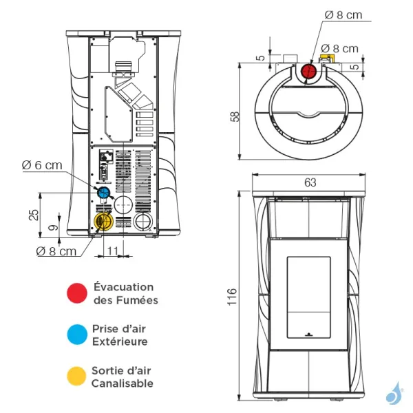 Poêle à Granulés Canalisable Edilkamin Cherie 9 Evo AT Puissance 9kW Sortie Fumée Supérieure Ø8 Cm – Image 2