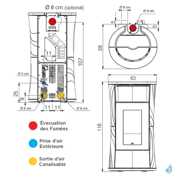 Poêle à Granulés Canalisable Edilkamin Cherie Evo 11 Puissance 11kW Sortie Fumée Supérieure Ø8 Cm – Image 2