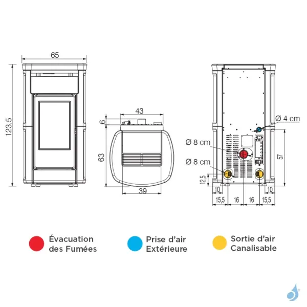 Poêle à Granulés Canalisable Edilkamin Kira2 Evo Puissance 12.6kW Sortie Fumée Postérieure Ø8 Cm – Image 2