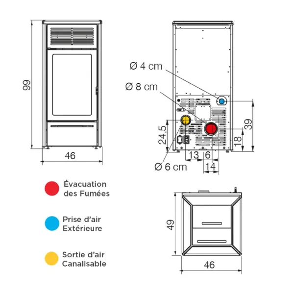 Poêle à Granulés Canalisable Edilkamin Nara 9+ Evo Puissance 9.2kW Sortie Fumée Postérieure Ø8 Cm – Image 3