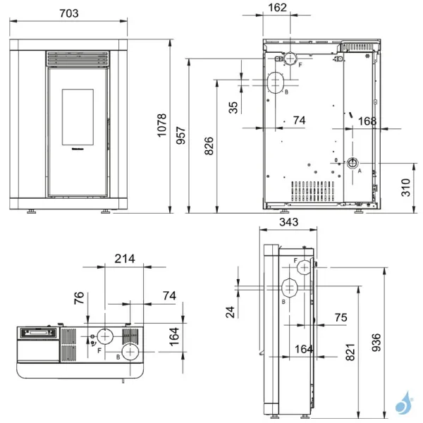 Poêle à Granulés Canalisable Extraflame Annabella Plus 5.0 Puissance 9.0kW Sortie Fumée Post/Sup/Lat.D – Image 3