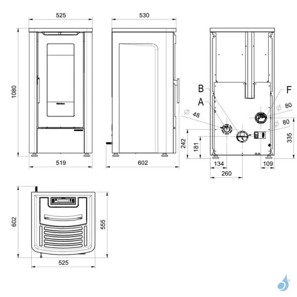 Poêle à Granulés Canalisable Extraflame Dahiana Plus 5.0 Puissance 10.0kW Sortie Fumée Postérieure – Image 2