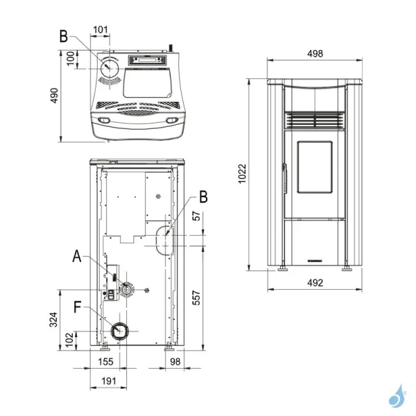 Poêle à Granulés Canalisable Extraflame Giusy Plus 5.0 Puissance 7.5kW Sortie Fumée Supérieure Postérieure – Image 2