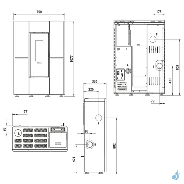 Poêle à Granulés Canalisable Extraflame Marilena Plus 5.0 Puissance 8.0kW Sortie Fumée Post/Sup/Lat.G – Image 3