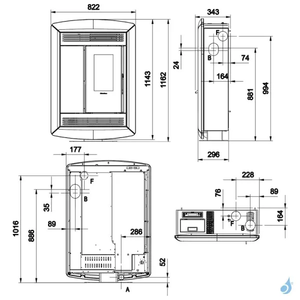 Poêle à Granulés Canalisable Extraflame Souvenir Plus Lux 5.0 Puissance 10kW Sortie Fumée Post/Sup/Lat.D – Image 2