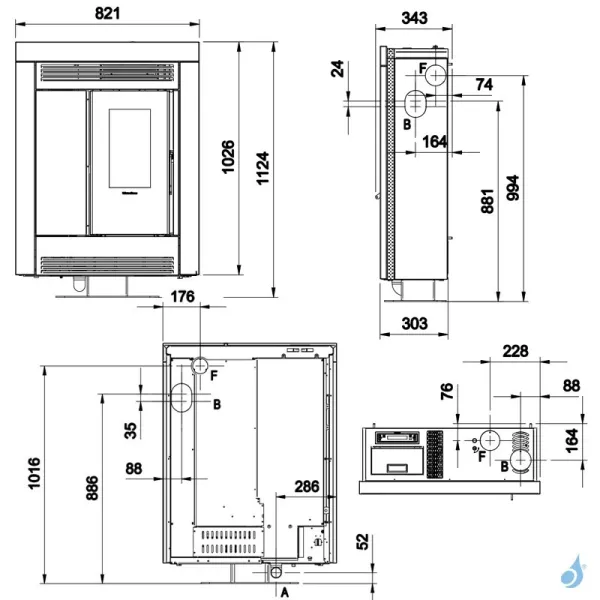 Poêle à Granulés Canalisable Extraflame Souvenir Plus Petra 5.0 Puissance 10kW Sortie Fumée Post/Sup/Lat.D – Image 2