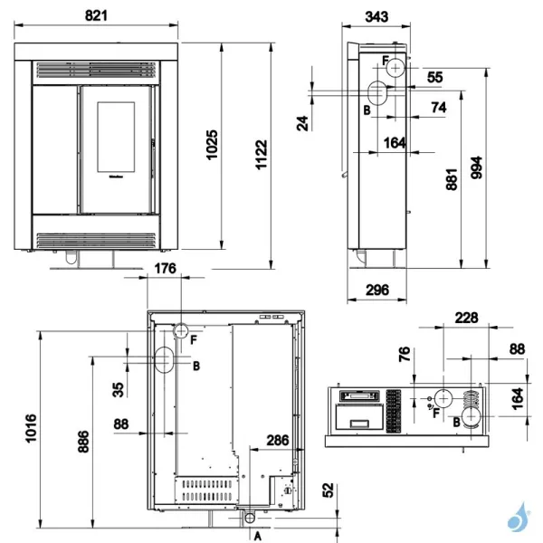 Poêle à Granulés Canalisable Extraflame Souvenir Plus Steel 5.0 Puissance 10kW Sortie Fumée Post/Sup/Lat.D – Image 2