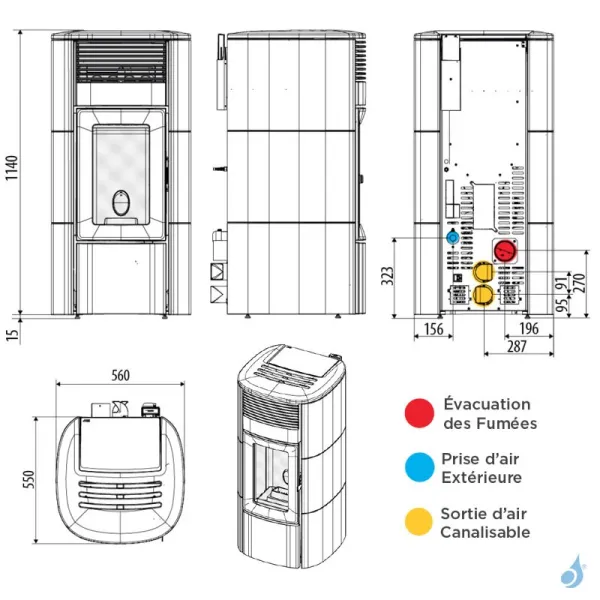 Poêle à Granulés Canalisable MCZ Club Comfort Air 12 R Puissance 11.9kW Sortie Fumée Postérieure – Image 2