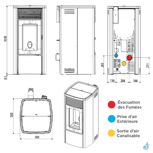 Poêle à Granulés Canalisable MCZ Ego Comfort Air 10 R Puissance 10kW Sortie Fumée Postérieure – Image 4
