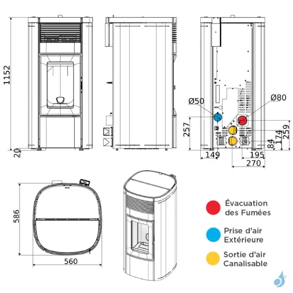 Poêle à Granulés Canalisable MCZ Musa Comfort Air Matic 12 Core R Puissance 12.0kW Sortie Fumée Postérieure – Image 2