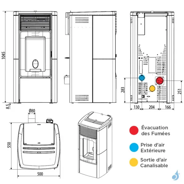 Poêle à Granulés Canalisable MCZ Star Comfort Air 10 R Puissance 10.0kW Sortie Fumée Postérieure – Image 2
