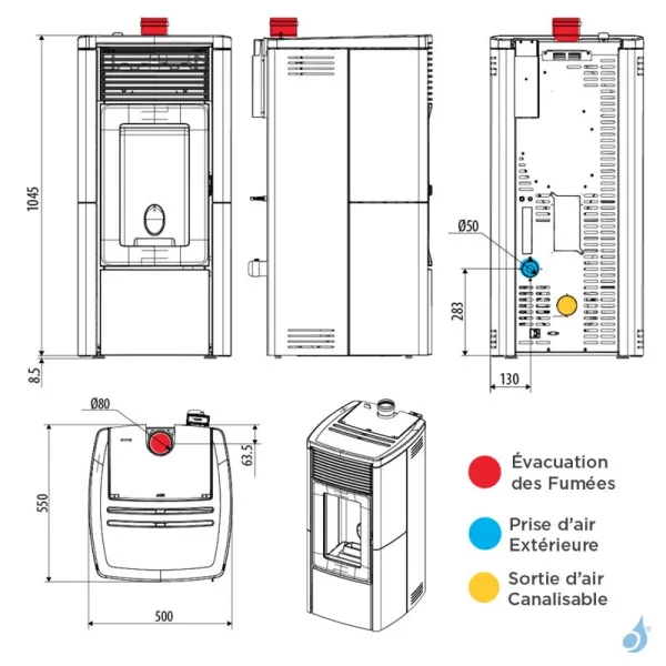 Poêle à Granulés Canalisable MCZ Star Comfort Air 10 UP Puissance 10.0kW Sortie Fumée Supérieure – Image 3