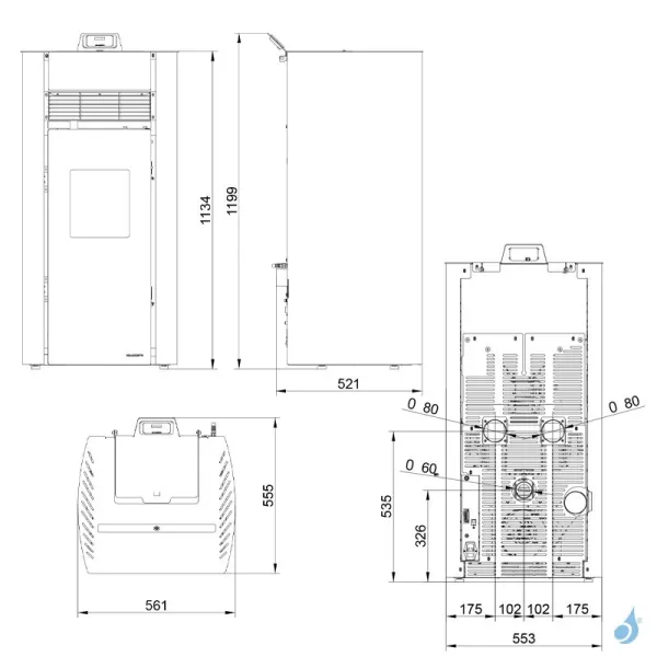 Poêle à Granulés Canalisable Palazzetti Bianca Lux 12 Pro 3 Puissance 12kW Sortie Fumée Postérieure – Image 2