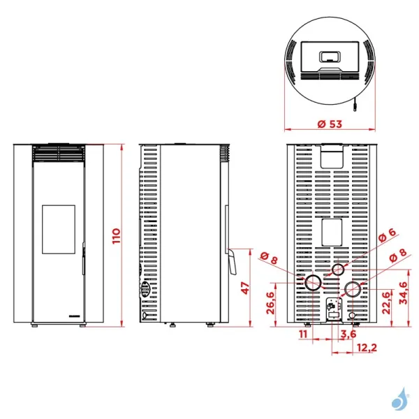 Poêle à Granulés Canalisable Palazzetti Ecofire Emily 9 Pro 2 Puissance 9kW Sortie Fumée Postérieure – Image 2