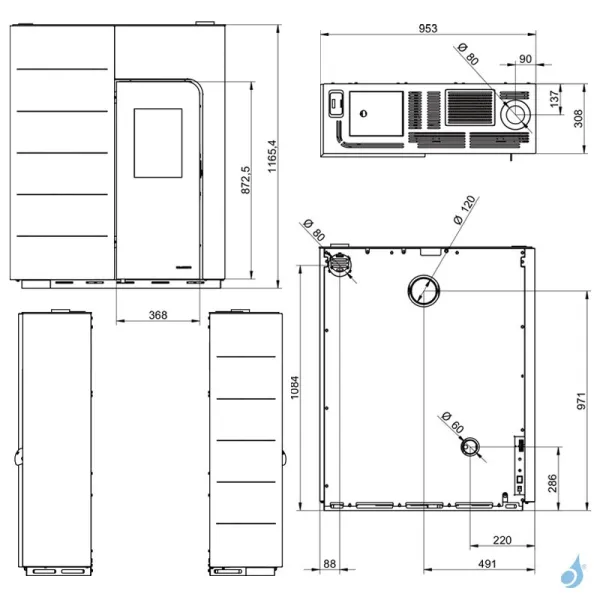 Poêle à Granulés Canalisable Palazzetti Ecofire Ginger 9 Puissance 9kW Sortie Fumée Postérieure – Image 2