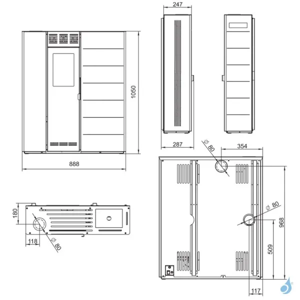 Poêle à Granulés Canalisable Palazzetti Ecofire Violetta 7 Puissance 7.3kW Sortie Fumée Postérieure – Image 2