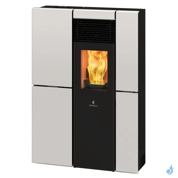 Poêle à Granulés Canalisable Ravelli Olivia Steel Puissance 9.4kW Sortie Fumée Postérieure
