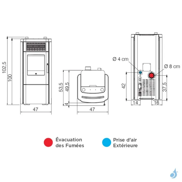 Poêle à Granulés EDILKAMIN Klik Puissance 8.3kW Sortie Fumée Postérieure Ø8 Cm – Image 2