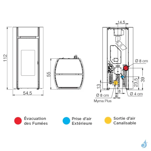 Poêle à Granulés Edilkamin Myrna Puissance 10kW Sortie Fumée Postérieure Ø8 Cm – Image 2