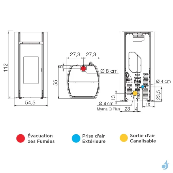 Poêle à Granulés Edilkamin Myrna Q Puissance 10kW Sortie Fumée Supérieure Ø8 Cm – Image 2