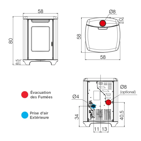 Poêle à Granulés Edilkamin Sense 6 Puissance 5.4kW Sortie Fumée Supérieure Ø8 Cm – Image 2